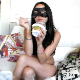 A pretty girl wearing a mask eats her breakfast, sunbathes, and then takes a shit while sitting on a potty chair with a guy directly beneath her ass. Poop action shown from 2 angles. Dine & Dump Extreme! 720P HD. Over 9 minutes.